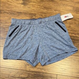 New with tags heathered blue lightweight shorts with zipper pockets women’s M